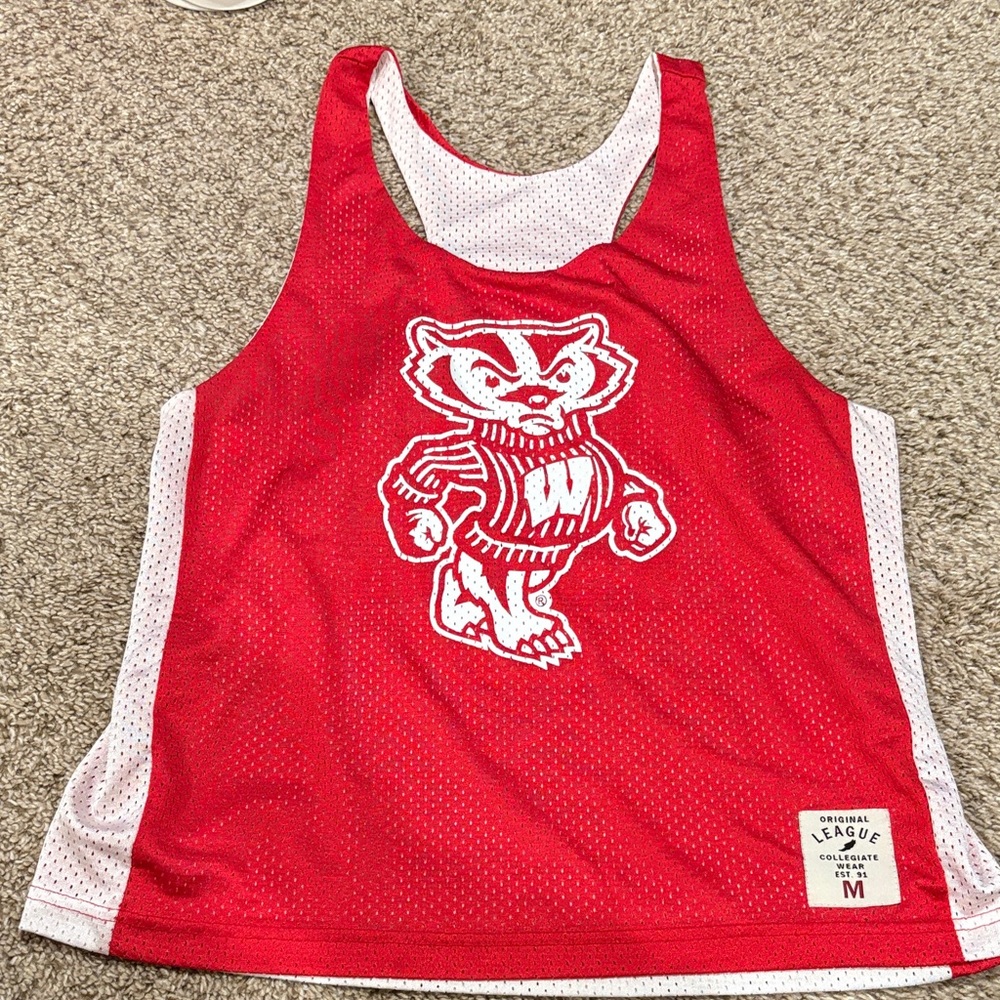 Reversible UW MADISON BADGERS Red and White Women's Jersey Top